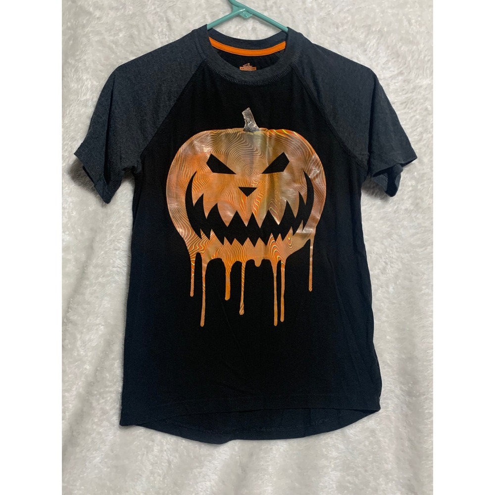 Way to Celebrate Halloween Boys Pumpkin Graphic Raglan T-Shirt Black L 10-12